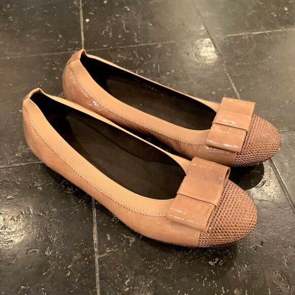 Stuart Weitzman Patent Leather Ballet Flats 7.5 Rhinestone - Picture 2 of 10